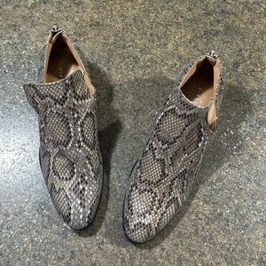 New Directions Snakeskin Ankle Booties - Brown and Black